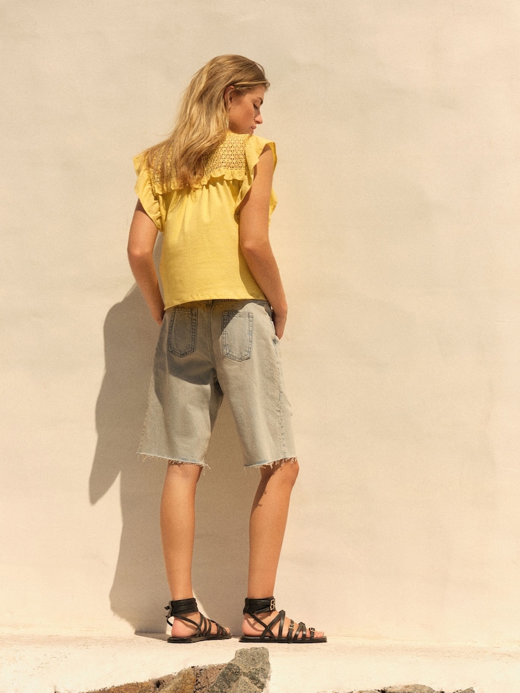 Pink Tinted Ripped Denim Bermuda Shorts - Image 2 of 4
