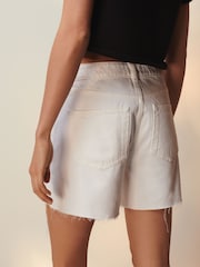 White 100% Cotton Ripped Denim Shorts - Image 3 of 7