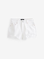 White 100% Cotton Ripped Denim Shorts - Image 6 of 7