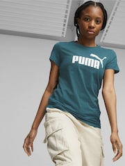 Puma Green Womens Essentials Logo 100% Cotton T-Shirt - Image 1 of 5