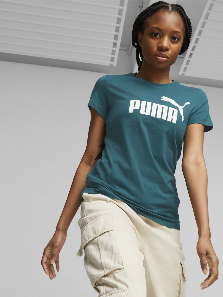 Puma Green Womens Essentials Logo 100% Cotton T-Shirt - Image 1 of 5