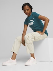 Puma Green Womens Essentials Logo 100% Cotton T-Shirt - Image 3 of 5