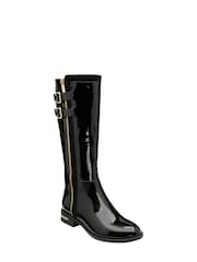 Lotus Black Patent Knee High Boots - Image 1 of 4