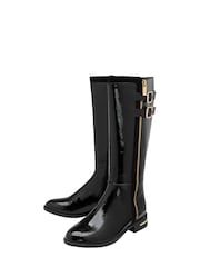 Lotus Black Patent Knee High Boots - Image 2 of 4