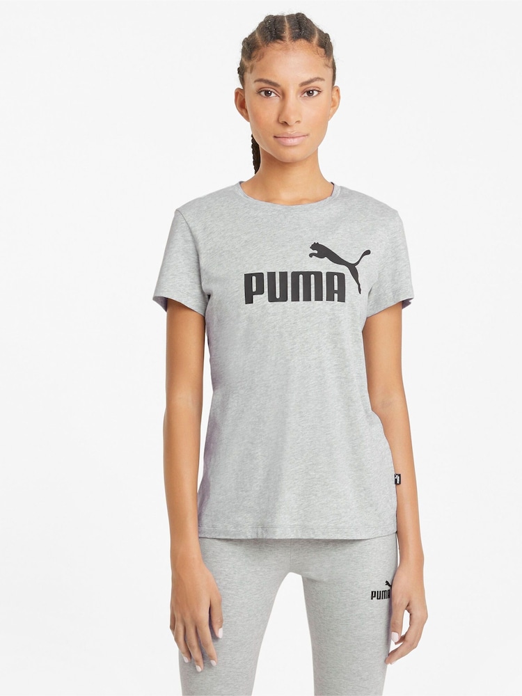 Puma Grey Womens Essentials Logo 100% Cotton T-Shirt - Image 1 of 5