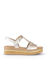 Gabor Silver Puder Metallic Leather Sandals - Image 1 of 5