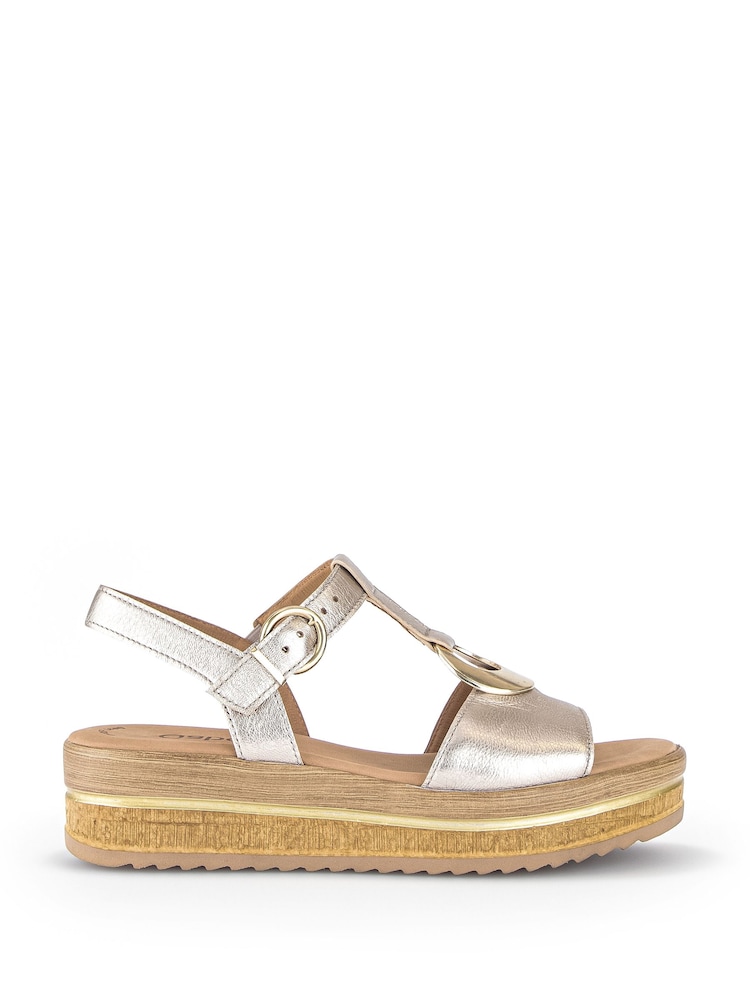 Gabor Silver Puder Metallic Leather Sandals - Image 1 of 5
