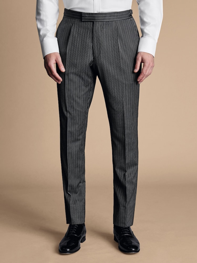 Charles Tyrwhitt Grey Stripe Slim Fit Morning Suit Trousers - Image 1 of 2