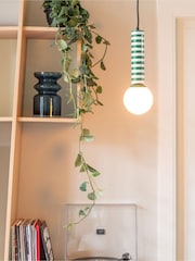 Leitmotiv Retro Green W. White Rayado Pendant Lamp - Image 1 of 3
