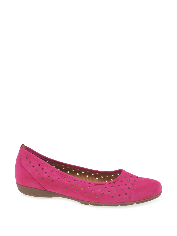 Gabor Ruffle Suede Ballerina Style Shoes - Image 2 of 5