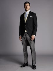 Charles Tyrwhitt Black Slim Fit Herringbone Morning Suit: Tailcoat - Image 3 of 6