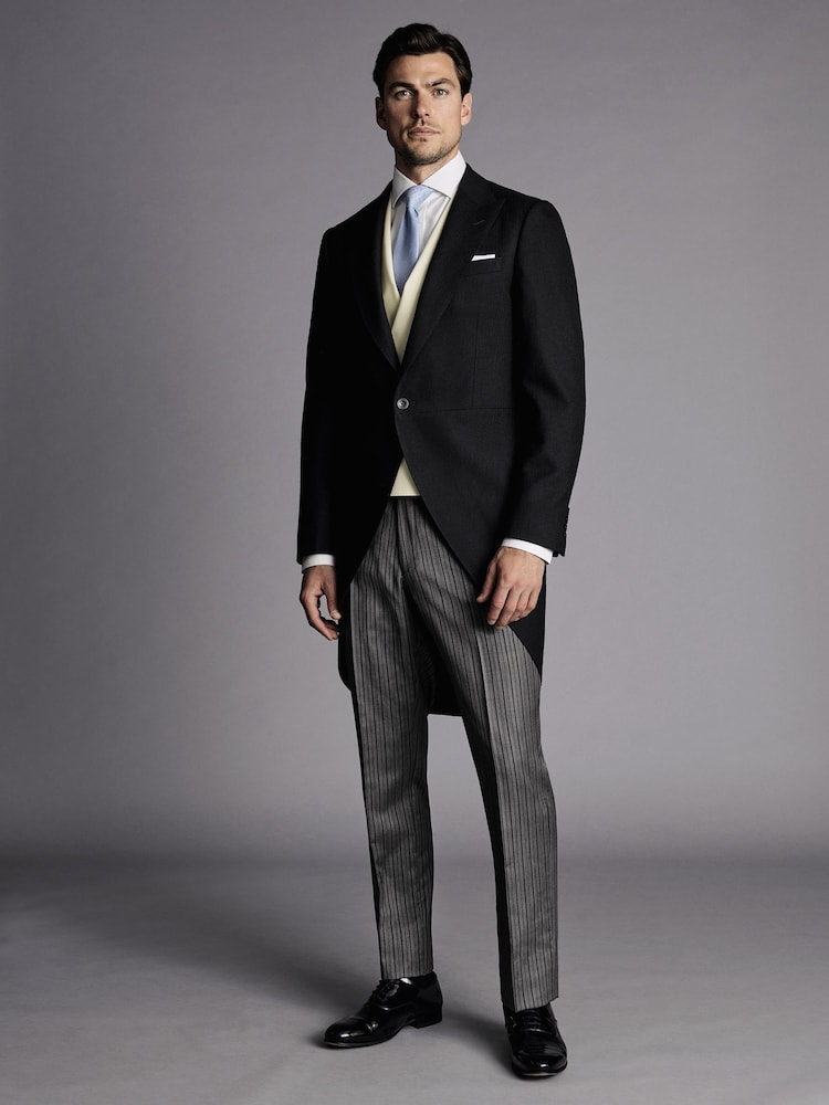 Charles Tyrwhitt Slim Fit Herringbone Morning Suit: Tailcoat - Image 3 of 6