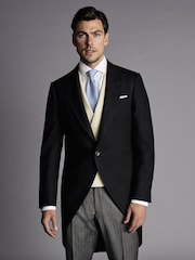 Charles Tyrwhitt Black Slim Fit Herringbone Morning Suit: Tailcoat - Image 4 of 6