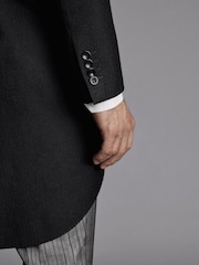 Charles Tyrwhitt Black Slim Fit Herringbone Morning Suit: Tailcoat - Image 5 of 6
