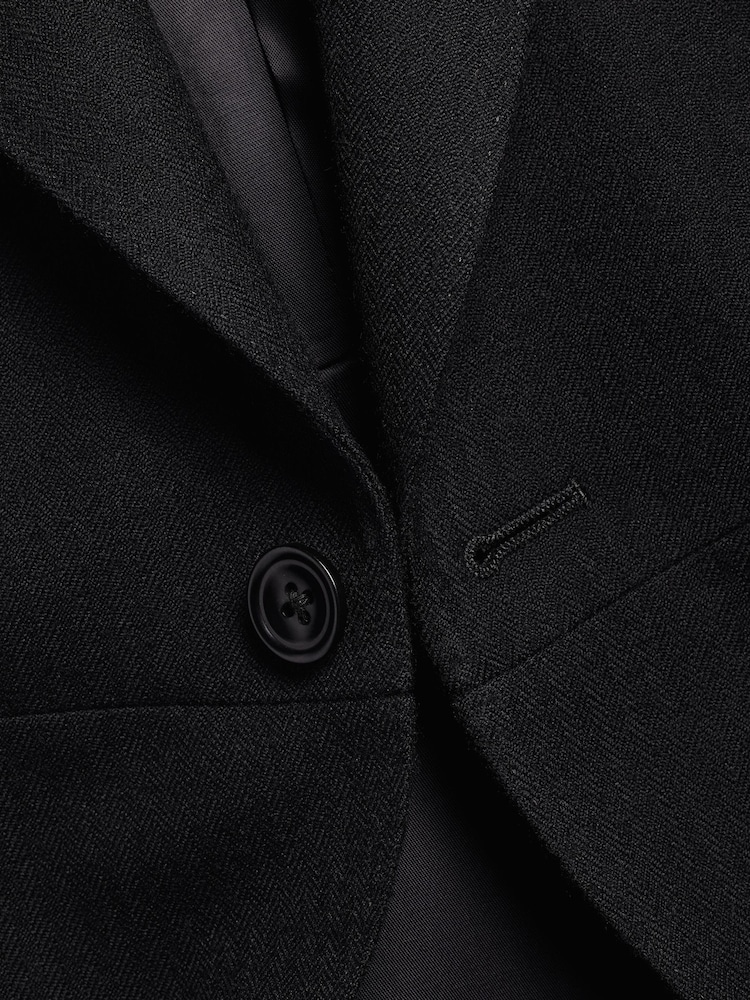 Charles Tyrwhitt Black Slim Fit Herringbone Morning Suit: Tailcoat - Image 6 of 6