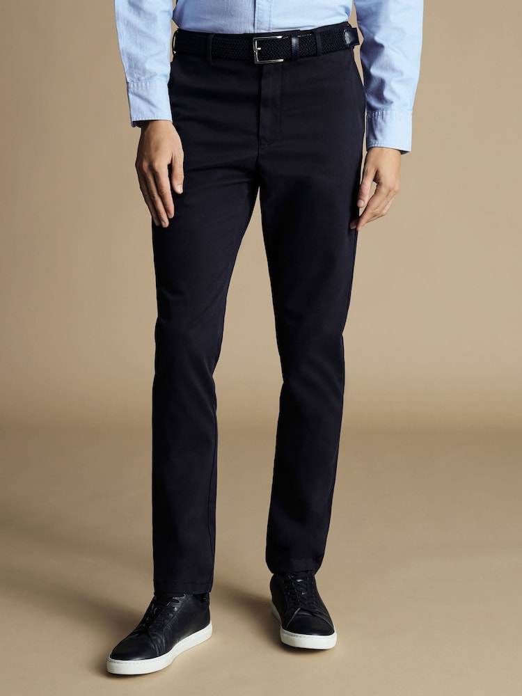 Charles Tyrwhitt Blue French Classic Fit Ultimate non-iron Chino Trousers - Image 1 of 5