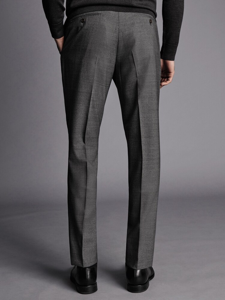 Charles Tyrwhitt Grey Slim Fit Smart Italian Luxury Trousers - Image 2 of 5