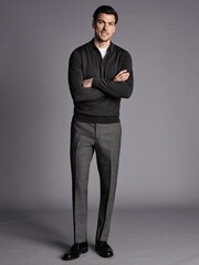 Charles Tyrwhitt Grey Slim Fit Smart Italian Luxury Trousers - Image 3 of 5