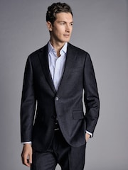 Charles Tyrwhitt Blue Slim Fit Italian Pindot Suit: Jacket - Image 1 of 5
