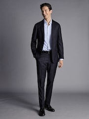 Charles Tyrwhitt Blue Slim Fit Italian Pindot Suit: Jacket - Image 2 of 5