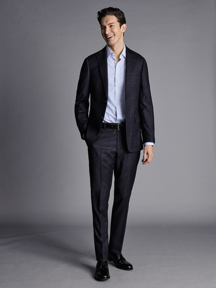 Charles Tyrwhitt Blue Slim Fit Italian Pindot Suit: Jacket - Image 2 of 5