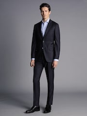 Charles Tyrwhitt Blue Slim Fit Italian Pindot Suit: Jacket - Image 4 of 5