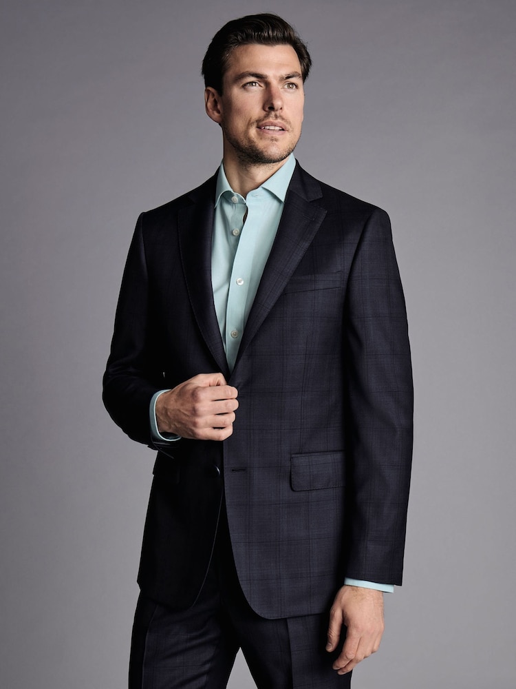 Charles Tyrwhitt Blue Check Slim Fit Ultimate Performance Suit Jacket - Image 1 of 5