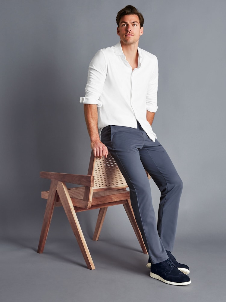 Charles Tyrwhitt Blue Steel Slim Fit Ultimate non-iron Chino Trousers - Image 1 of 5