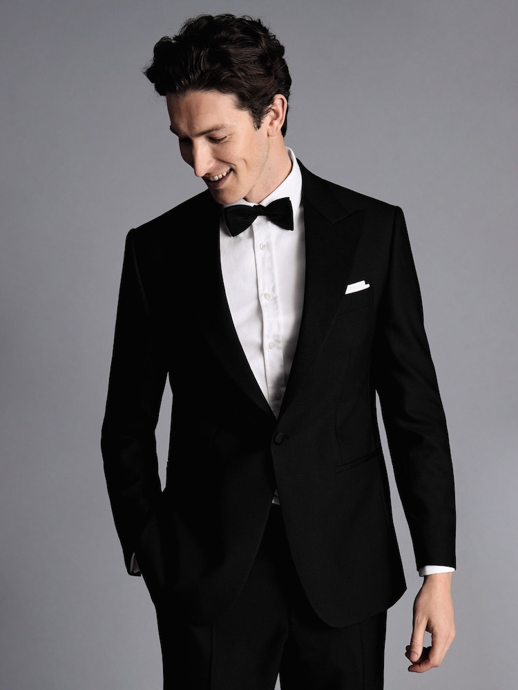 Charles Tyrwhitt Black Slim Fit Peak Lapel Dinner Suit: Jacket - Image 1 of 5