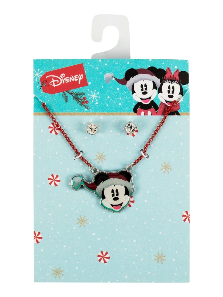 Peers Hardy Red Disney Mickey Mouse Christmas Pendant and Clear Stone Studs Set - Image 3 of 3