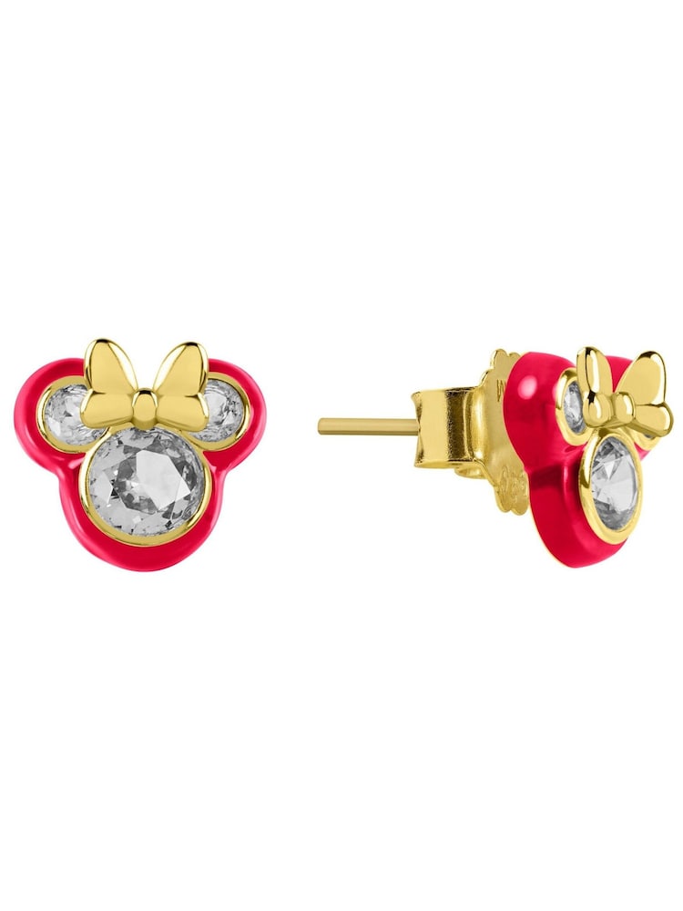 Peers Hardy Pink Disney 100 Minnie Mouse Gold Plated Cubic Zirconia Enamel Studs - Image 2 of 3