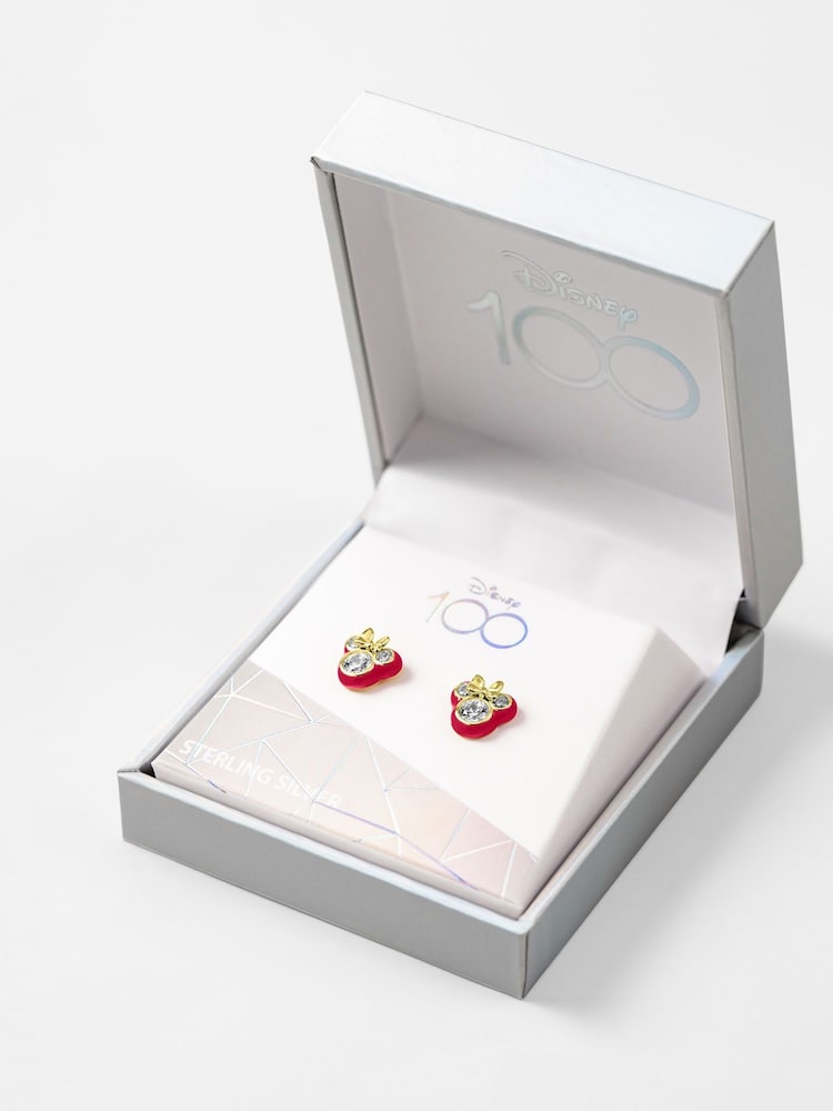 Peers Hardy Pink Disney 100 Minnie Mouse Gold Plated Cubic Zirconia Enamel Studs - Image 3 of 3