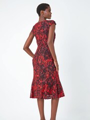 Roman Red Ditsy Floral Stretch Lace Dress - Image 2 of 5