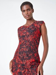 Roman Red Ditsy Floral Stretch Lace Dress - Image 4 of 5
