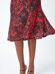 Roman Red Ditsy Floral Stretch Lace Dress - Image 5 of 5
