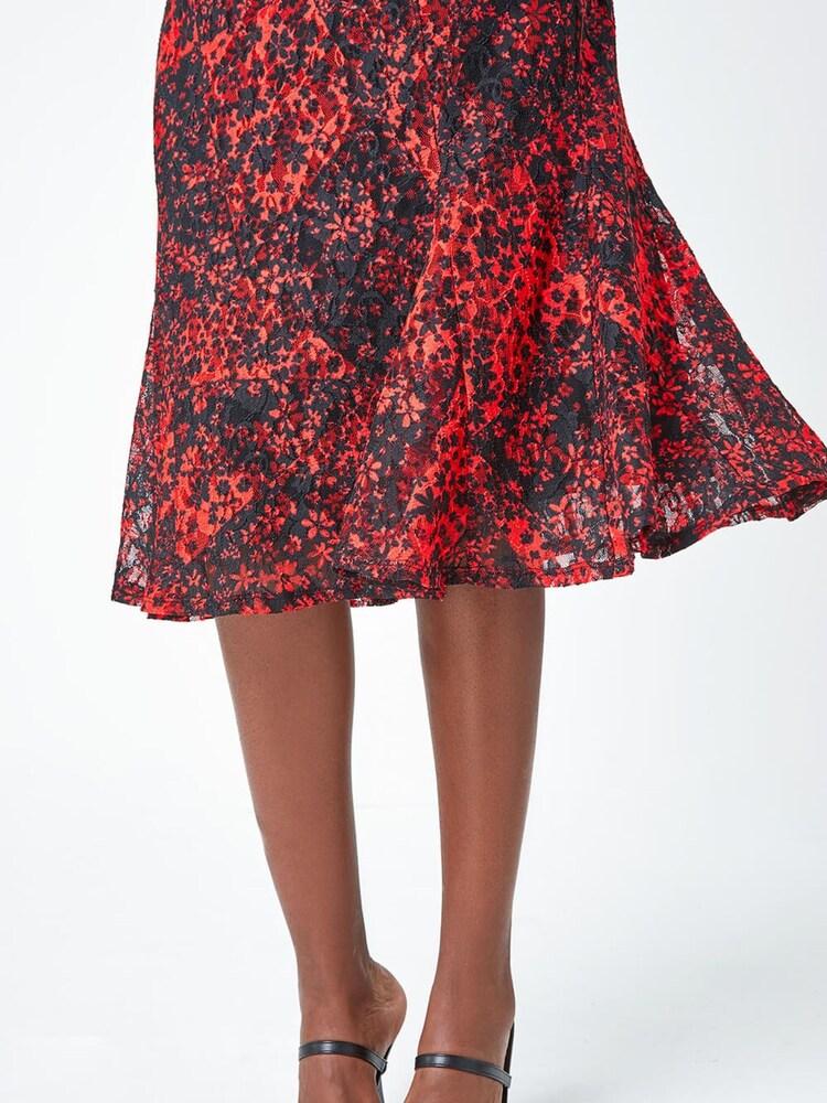 Roman Red Ditsy Floral Stretch Lace Dress - Image 5 of 5
