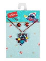 Peers Hardy Blue Purple and Red Disney Lilo & Stitch Christmas Pendant and Flower Earring Set - Image 5 of 5