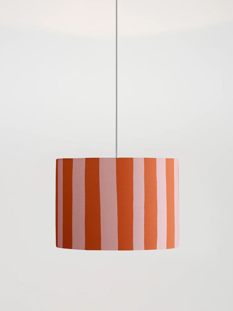 Houseof. Pink Small Stripe Print Ceiling Light - Image 1 of 4