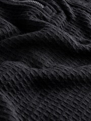 Black Waffle Texture Polo Shirt - Image 7 of 7