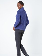 Roman Blue Fluffy Cowl Neck Jumper - Image 3 of 5