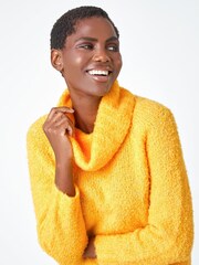 Roman Yellow Fluffy Cowl Neck Jumper - Image 4 of 5
