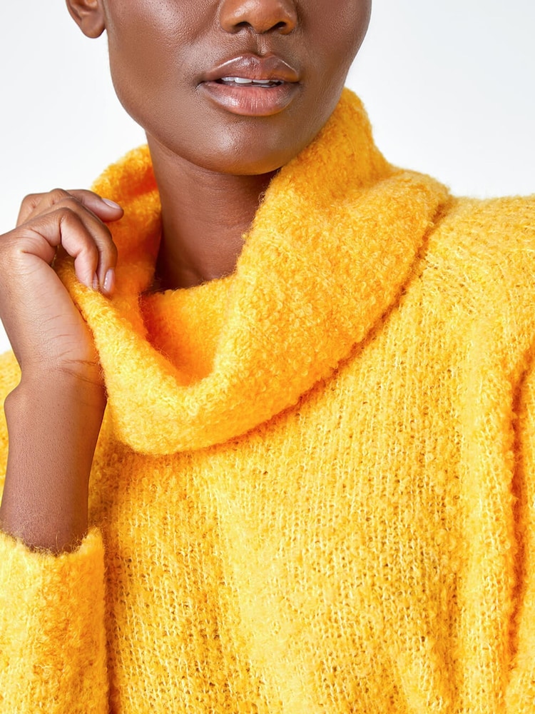 Roman Yellow Fluffy Cowl Neck Jumper - Image 5 of 5
