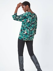 Roman Green Floral Print Belted Midi Skirt - Image 2 of 4