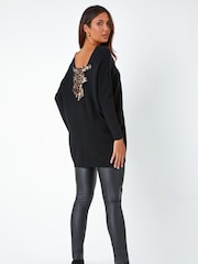 Roman Black Animal Tie Longline Knit Jumper - Image 2 of 5