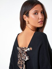 Roman Black Animal Tie Longline Knit Jumper - Image 4 of 5