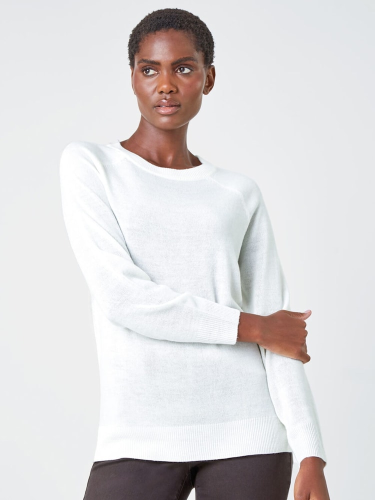 Roman White Plain Soft Crew Neck Jumper - Image 1 of 4
