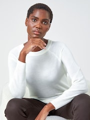 Roman White Plain Soft Crew Neck Jumper - Image 2 of 4