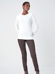 Roman White Plain Soft Crew Neck Jumper - Image 3 of 4