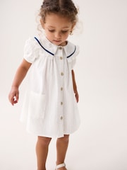 White Printed Collar Dress (3mths-10yrs) - Image 1 of 8