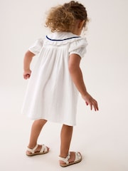 White Printed Collar Dress (3mths-10yrs) - Image 3 of 8